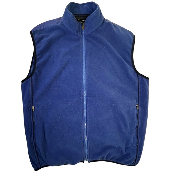 Tommy Hilfiger Golf Mens XL Outdoor Nautical Blue Fleece Vest Full Zip Pockets - Picture 1 of 7